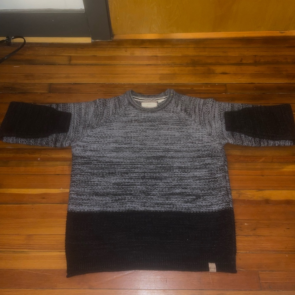 Grey and black handmade knitted sweater, new, Medium,